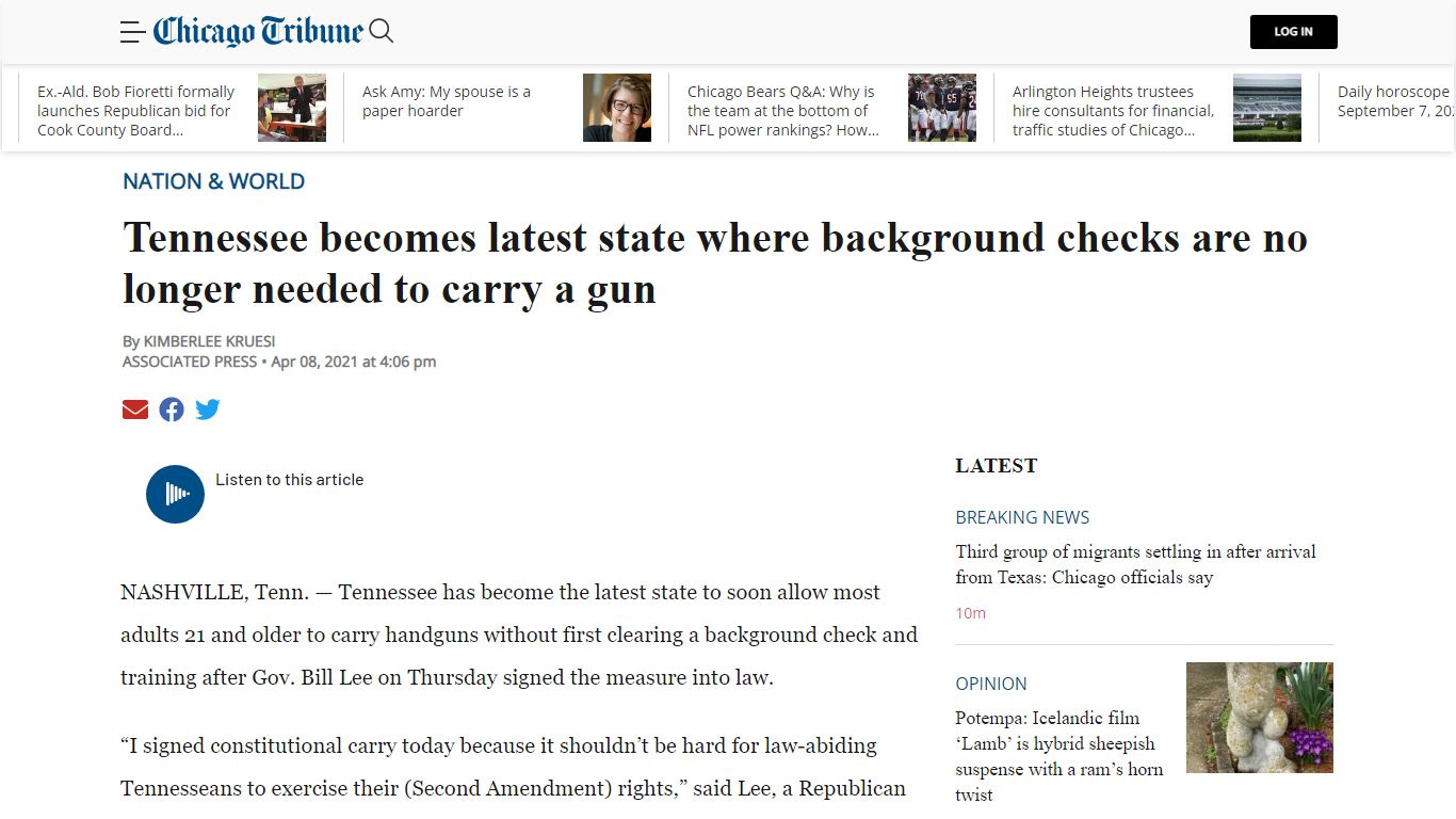 Background checks no longer required for Tennessee gunowners
