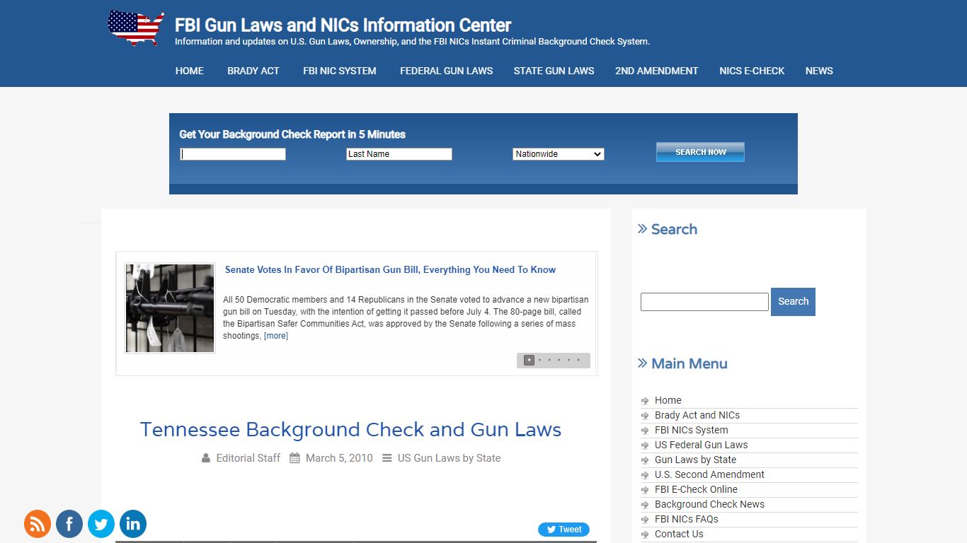 Tennessee Background Check and Gun Laws - FBI Gun Laws and NICs ...